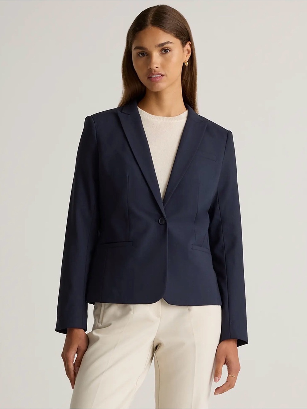 NEW QUINCE Italian Navy Blue Virgin Italian Wool Tailored Blazer Size M
